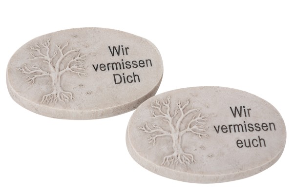 Schild oval m. Spruch/Baum 2Mod Polyresin 12x7,5x