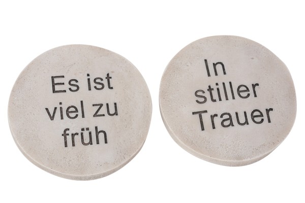 Scheibe rund m. Spruch 2Mod Polyresin D10cm