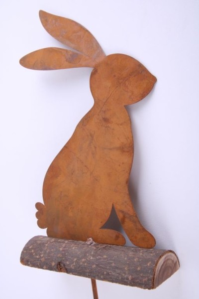 Hase auf Holzast am Stab 11,5x4x22/L80cm